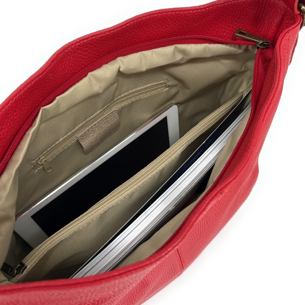 Sac à main en cuir grainé CANNES Rouge garance