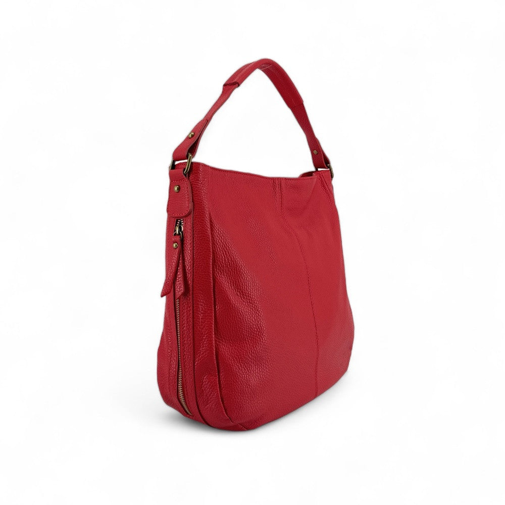Sac à main en cuir grainé CANNES Rouge garance