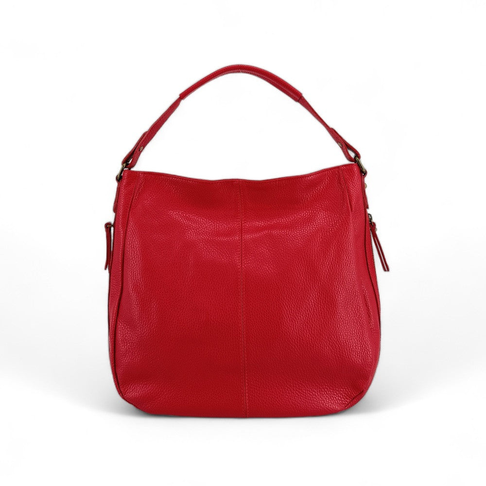 Sac à main en cuir grainé CANNES Rouge garance