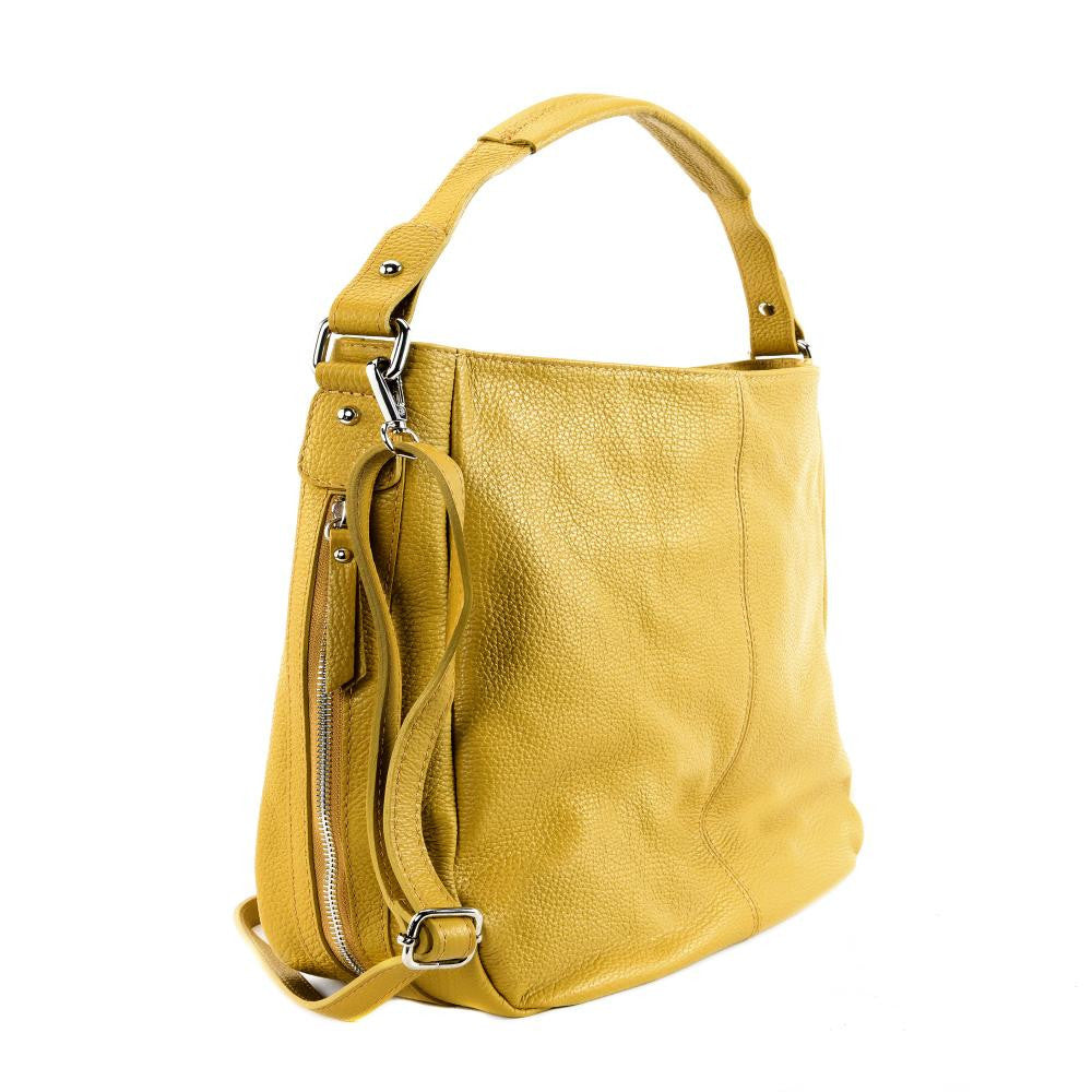 Sac à main en cuir grainé CANNES Jaune Moutarde