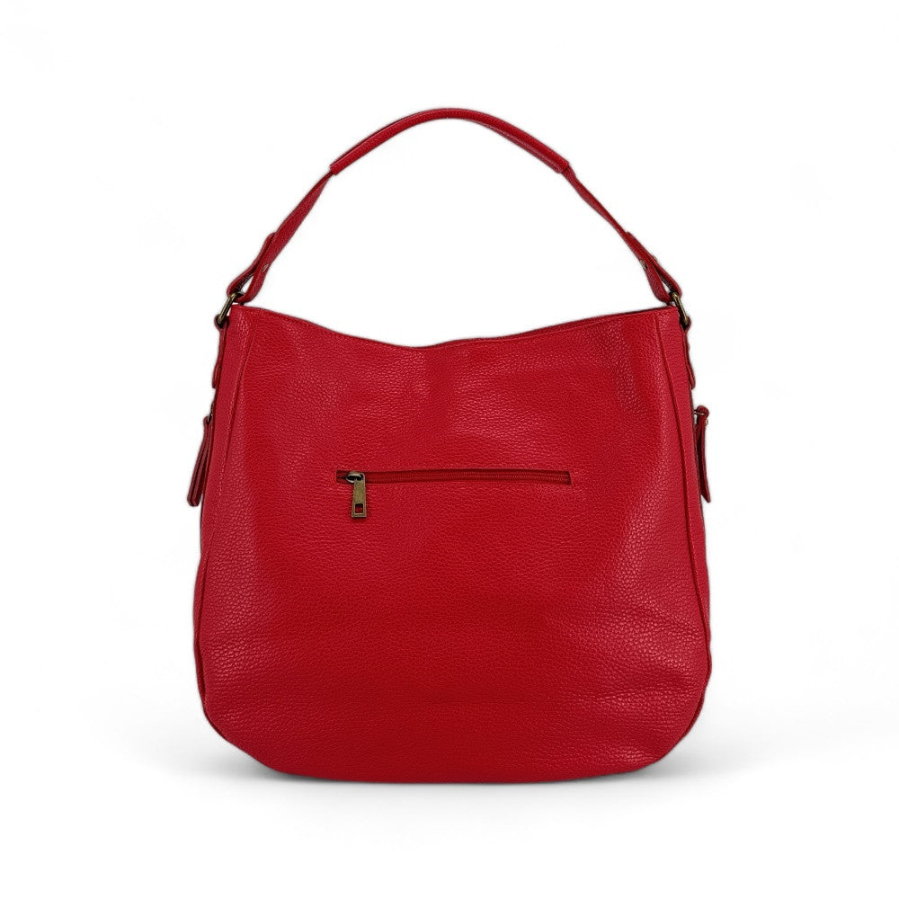 Sac à main en cuir grainé CANNES Rouge garance