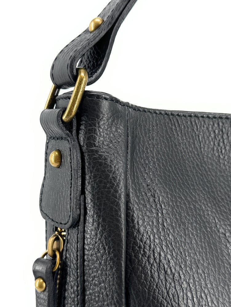 Sac à main en cuir grainé CANNES Noir