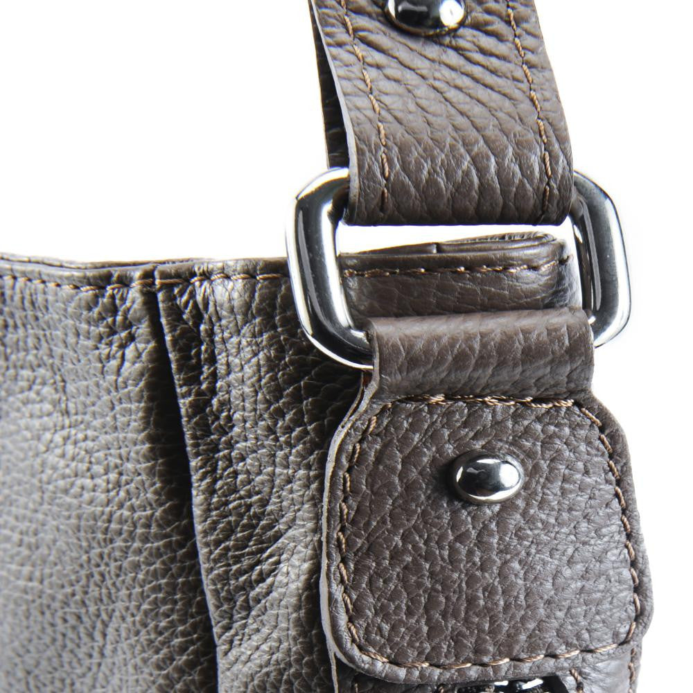 Sac à main en cuir grainé CANNES Taupe foncé