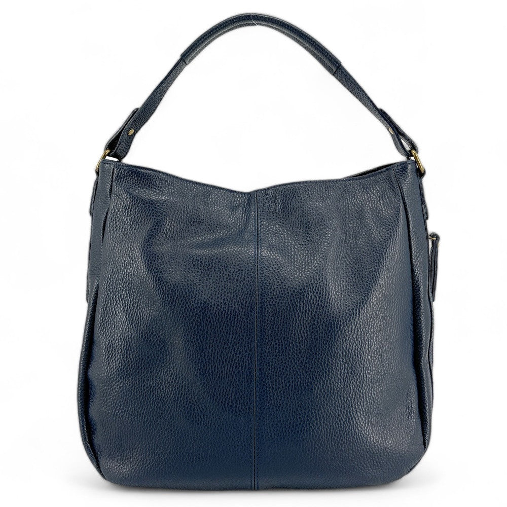 Sac à main en cuir grainé CANNES Bleu marine