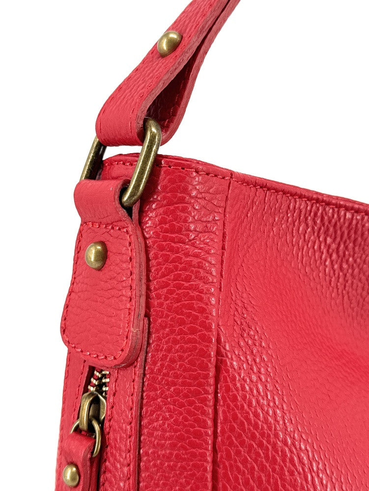 Sac à main en cuir grainé CANNES Rouge garance