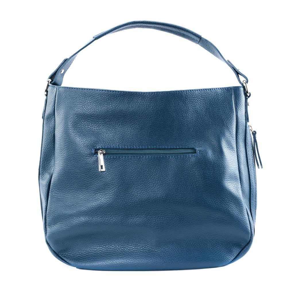 Sac à main en cuir grainé CANNES Bleu vert canard
