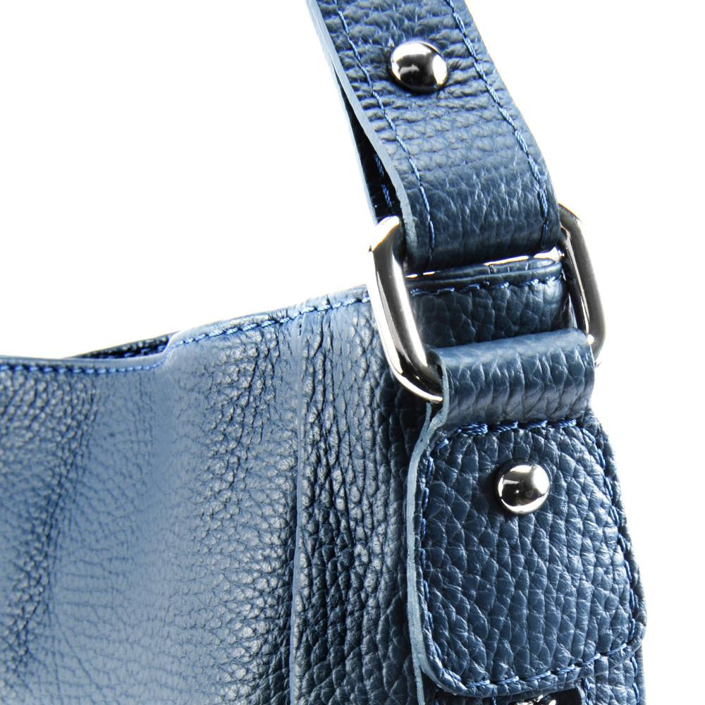 Sac à main en cuir grainé CANNES Bleu vert canard