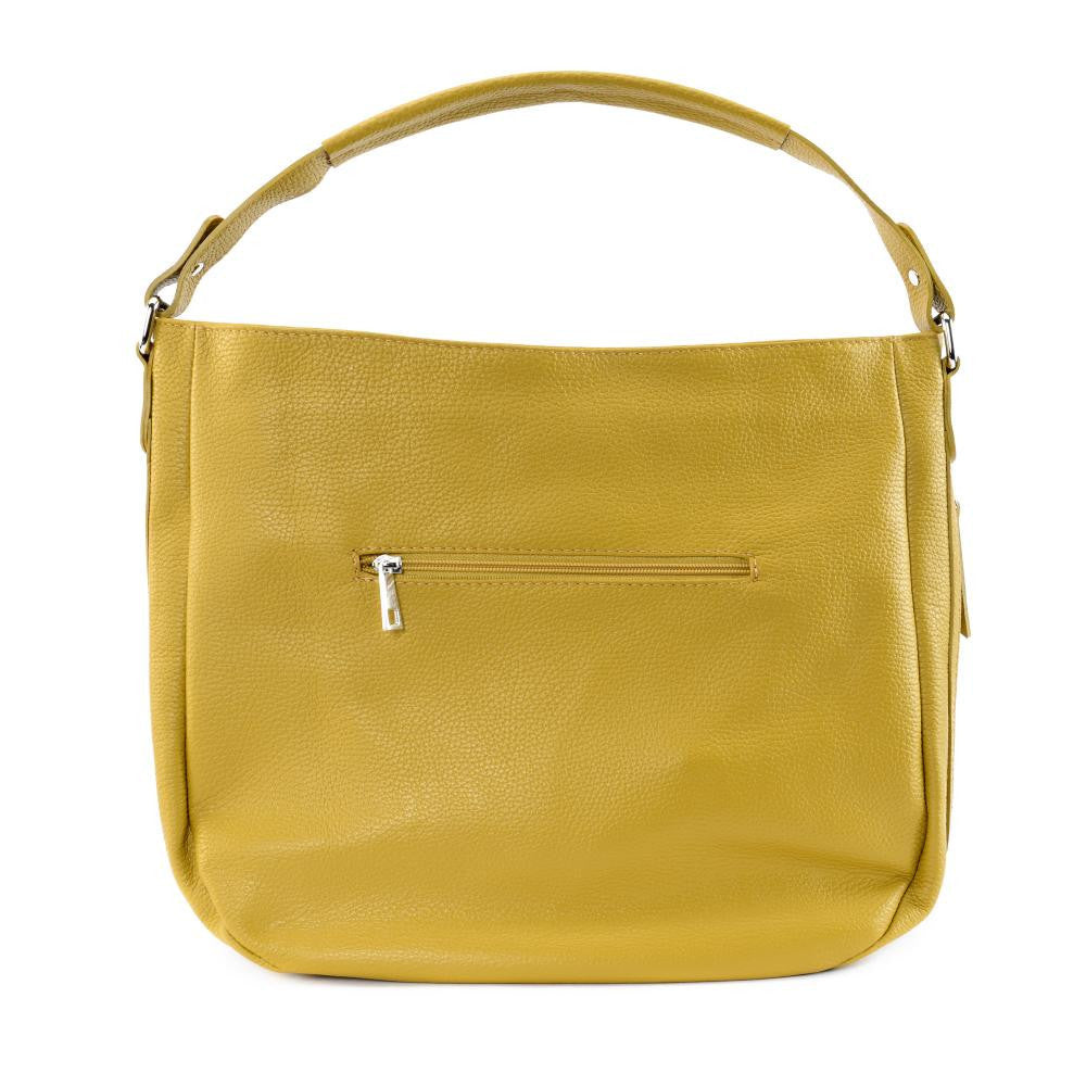 Sac à main en cuir grainé CANNES Jaune Moutarde
