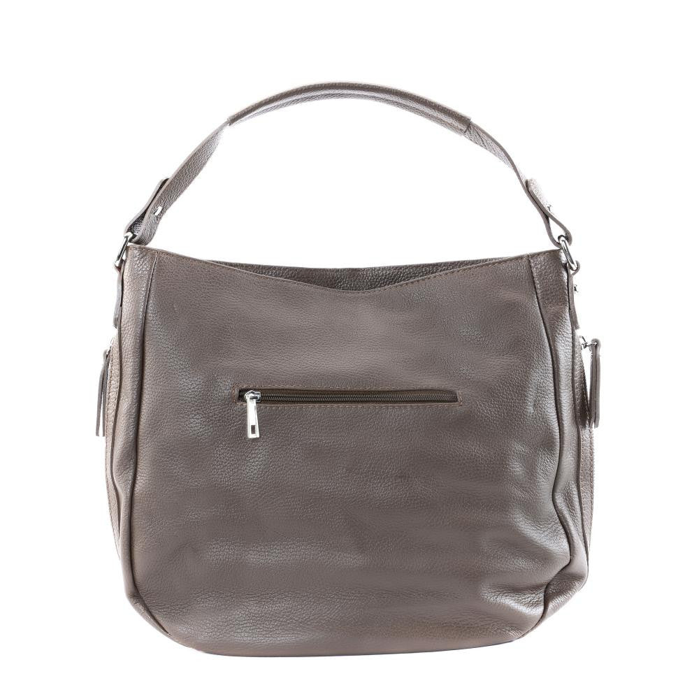 Sac à main en cuir grainé CANNES Taupe foncé