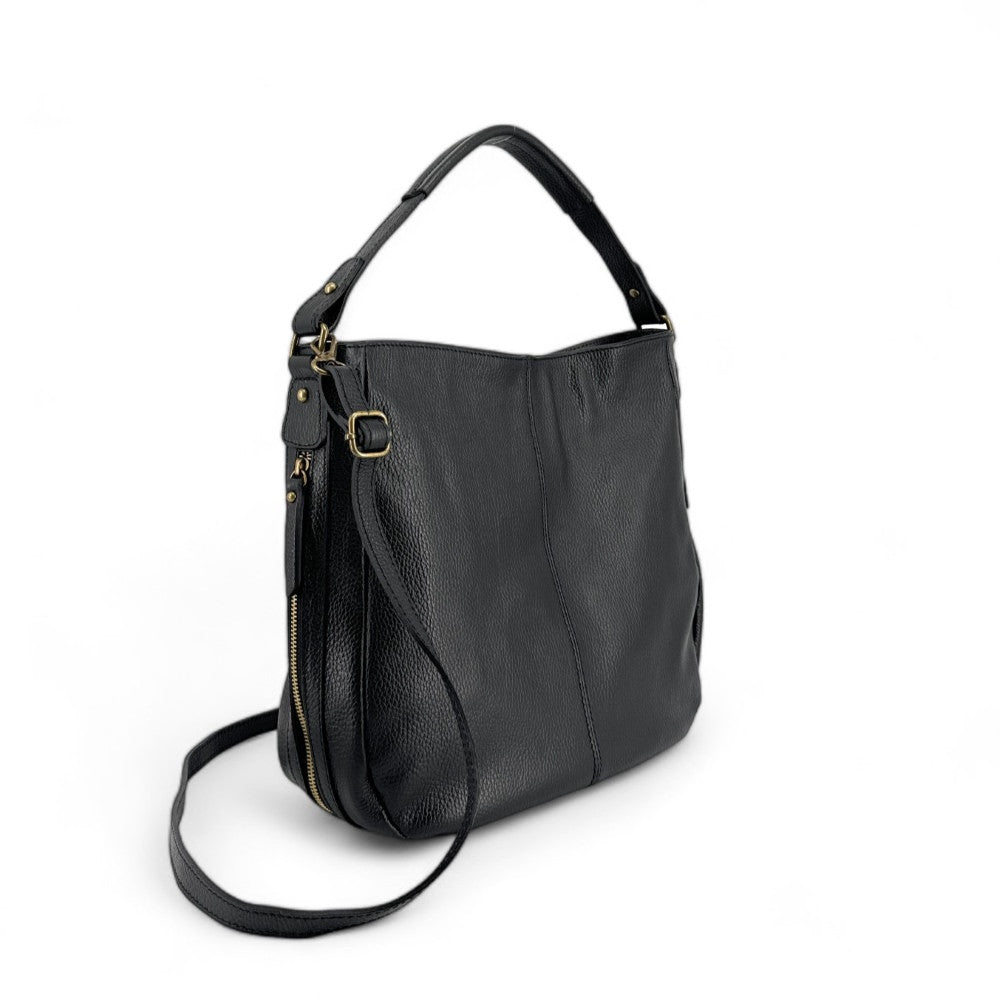Sac à main en cuir grainé CANNES Noir