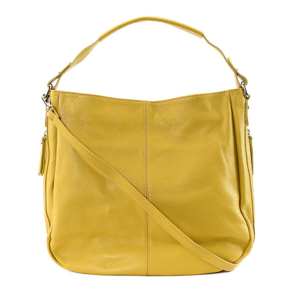 Sac à main en cuir grainé CANNES Jaune Moutarde