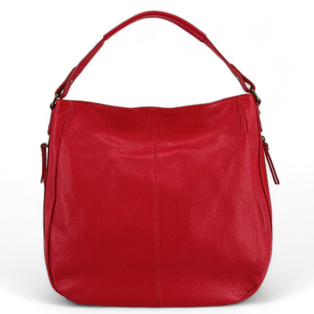 Sac à main en cuir grainé CANNES Rouge garance