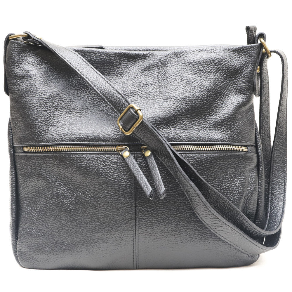 Sac bandoulière en cuir grainé CLEM Noir