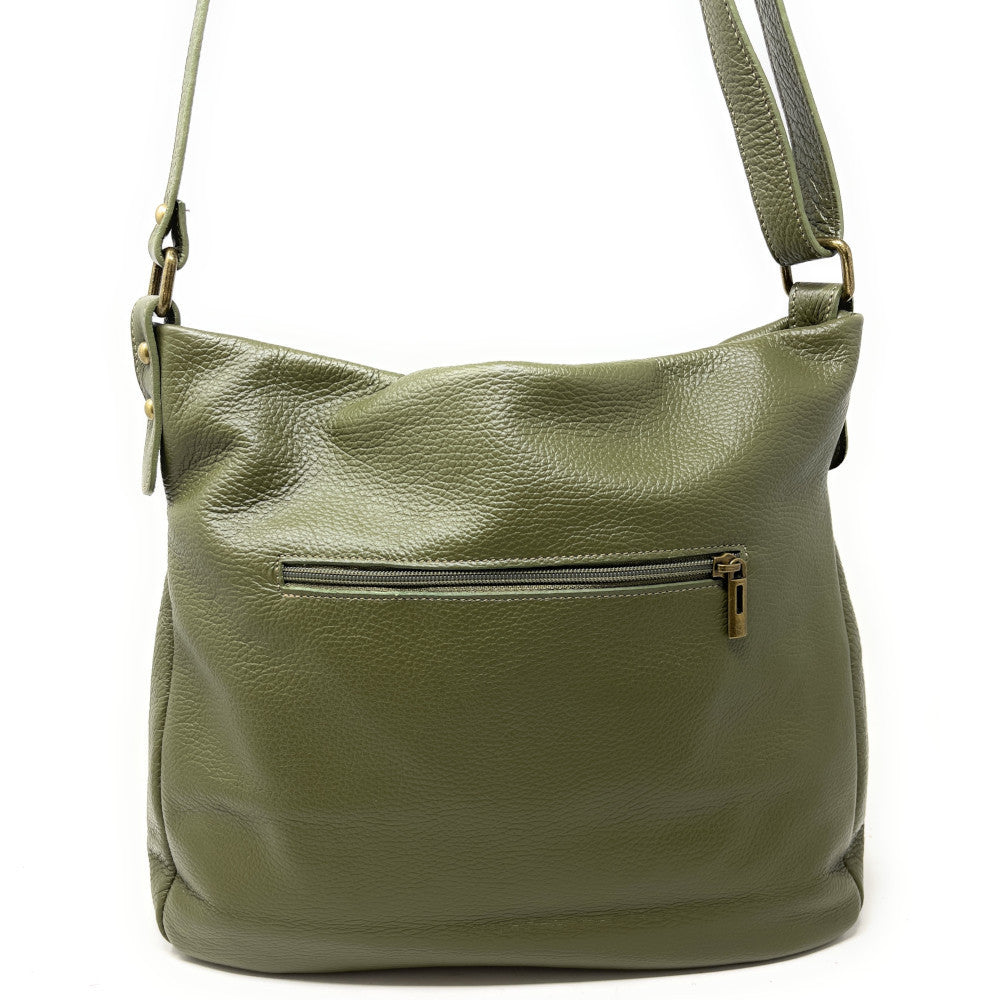 Sac bandoulière en cuir grainé CLEM Kaki