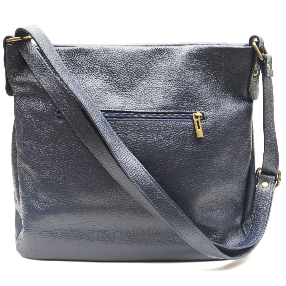 Sac bandoulière en cuir grainé CLEM Bleu marine