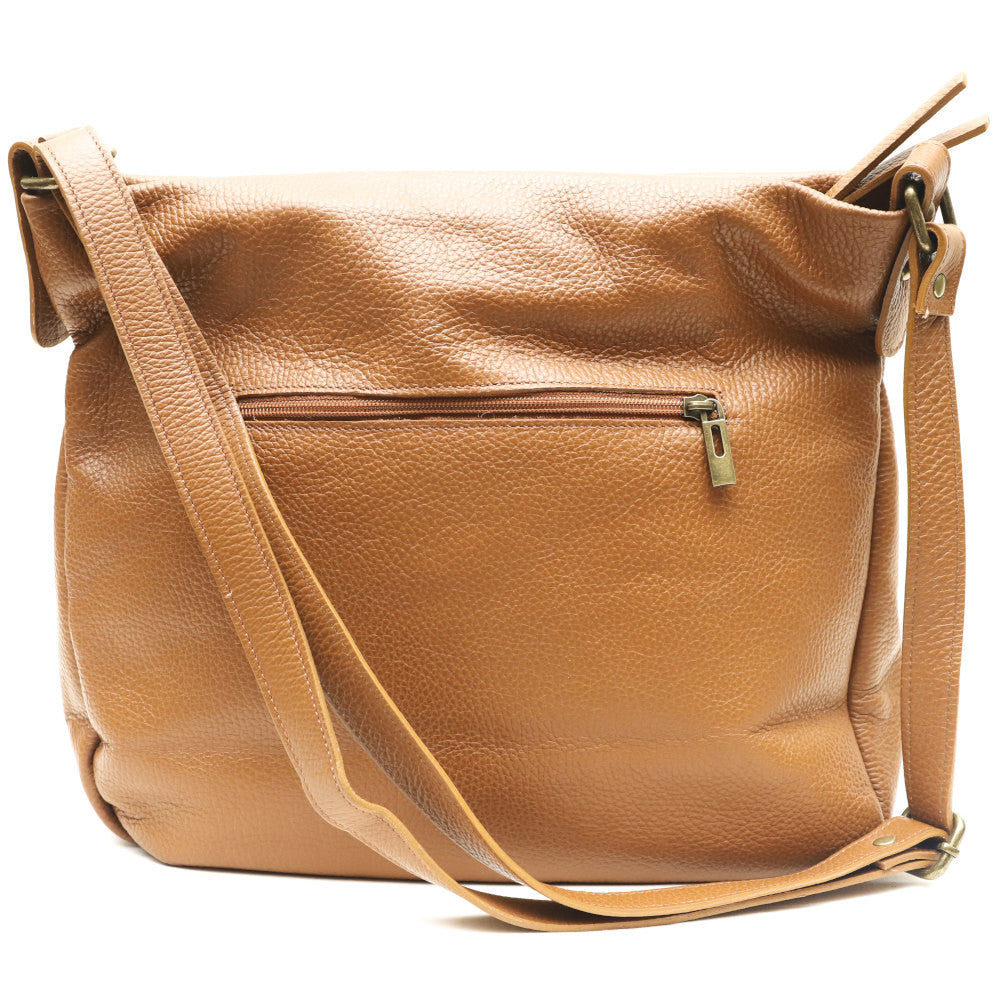 Sac bandoulière en cuir grainé CLEM Camel