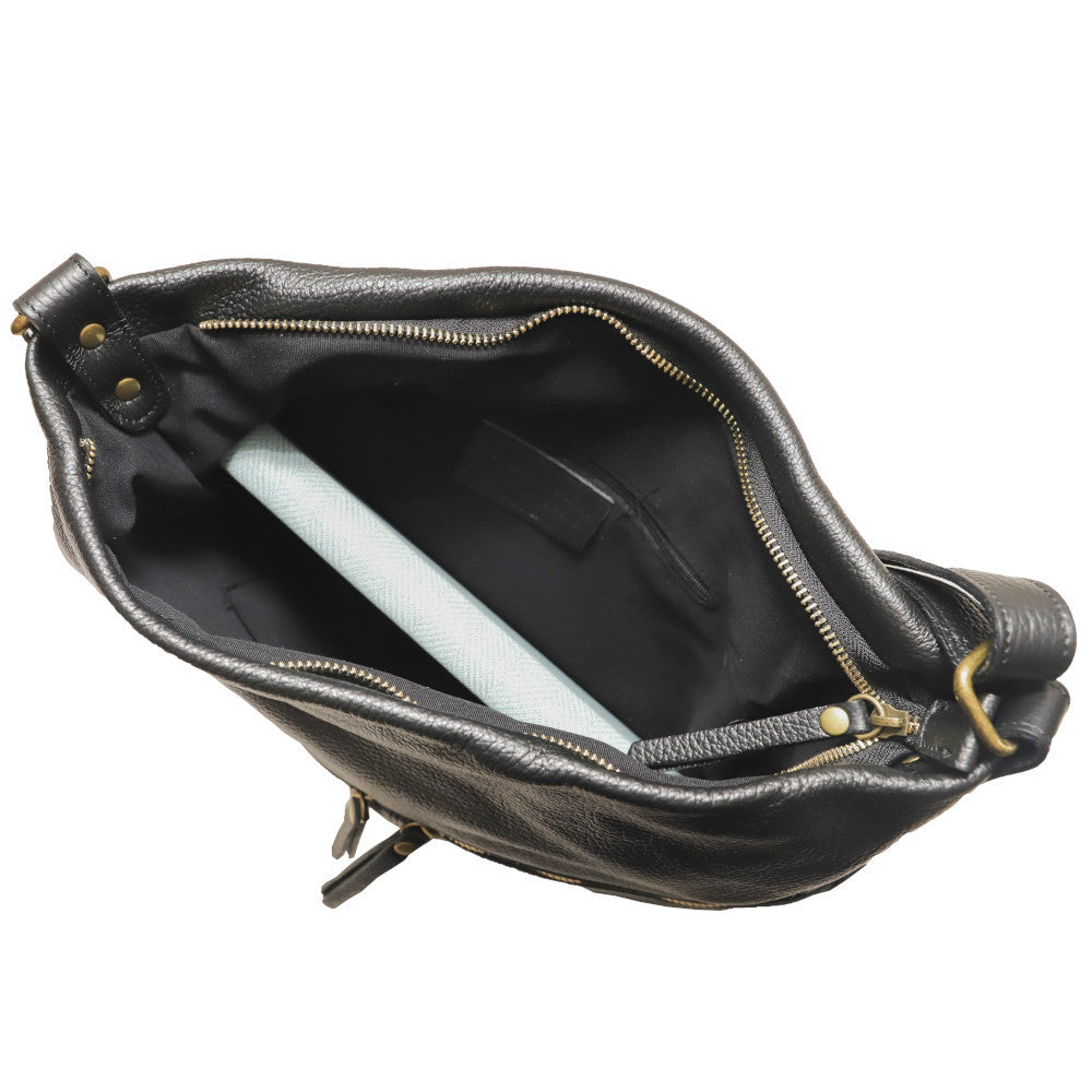 Sac bandoulière en cuir grainé CLEM Noir