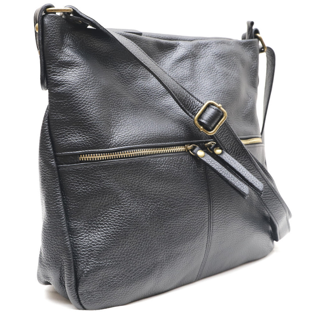 Sac bandoulière en cuir grainé CLEM Noir