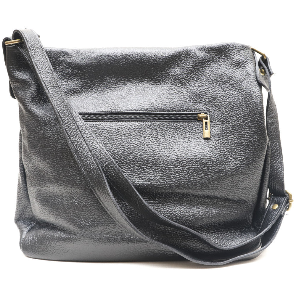 Sac bandoulière en cuir grainé CLEM Noir