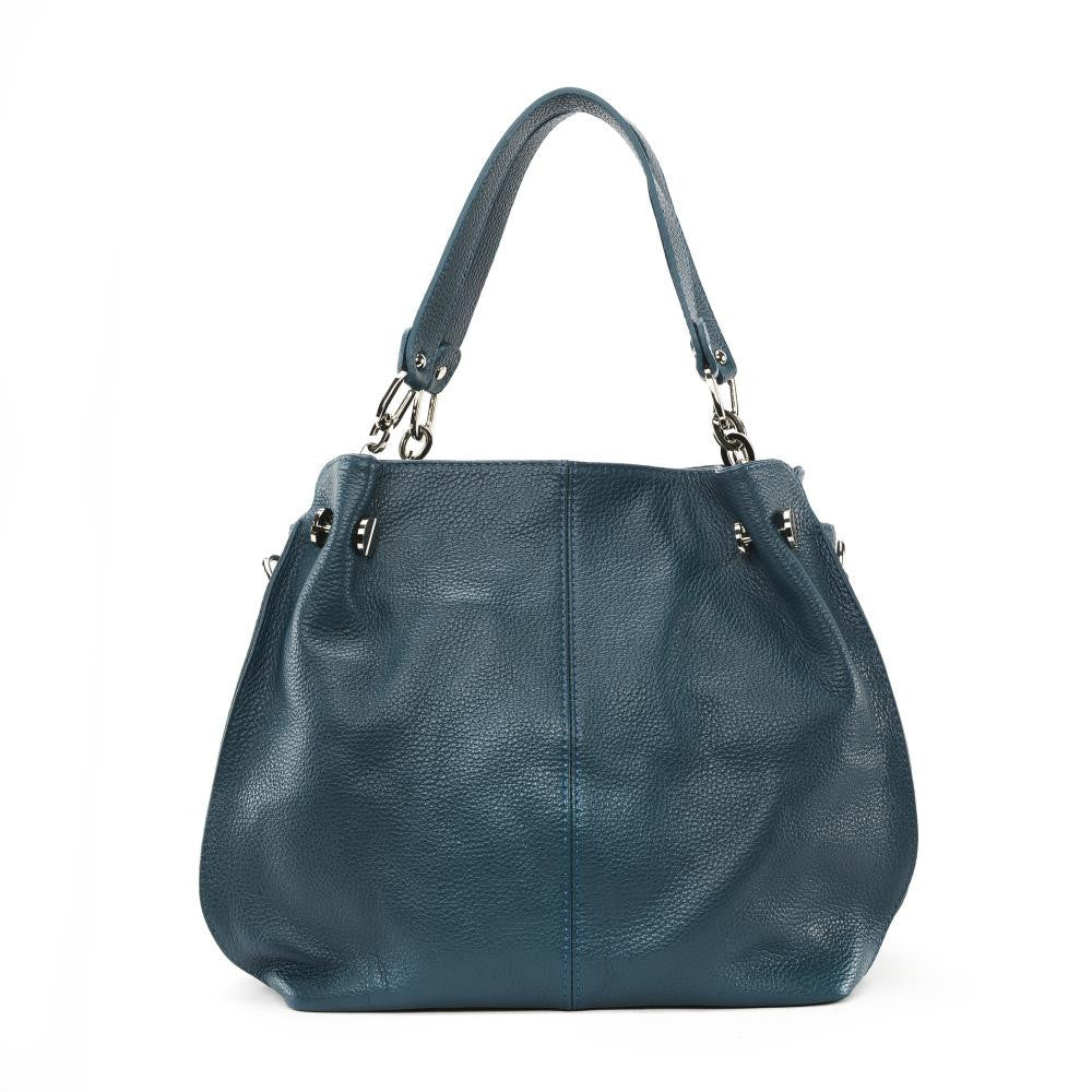 Sac à main en cuir grainé DENZEL Bleu vert canard