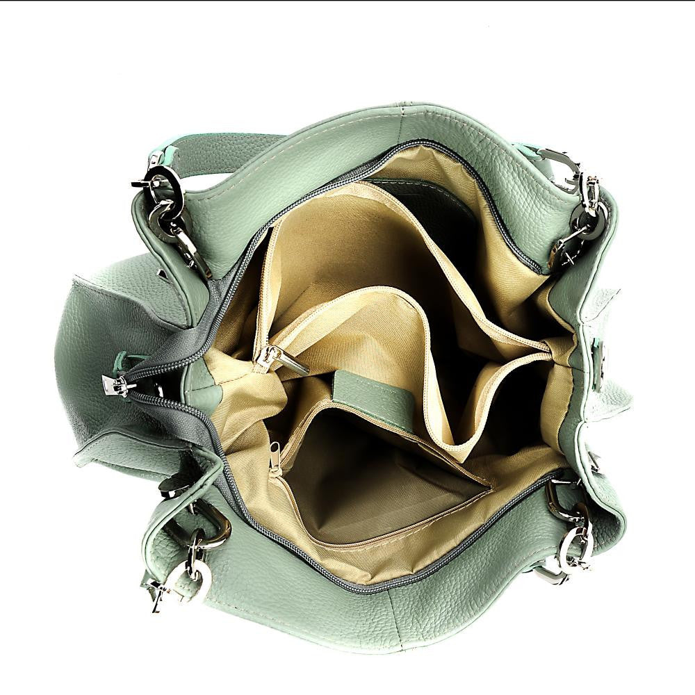 Sac à main en cuir grainé DENZEL Vert pastel