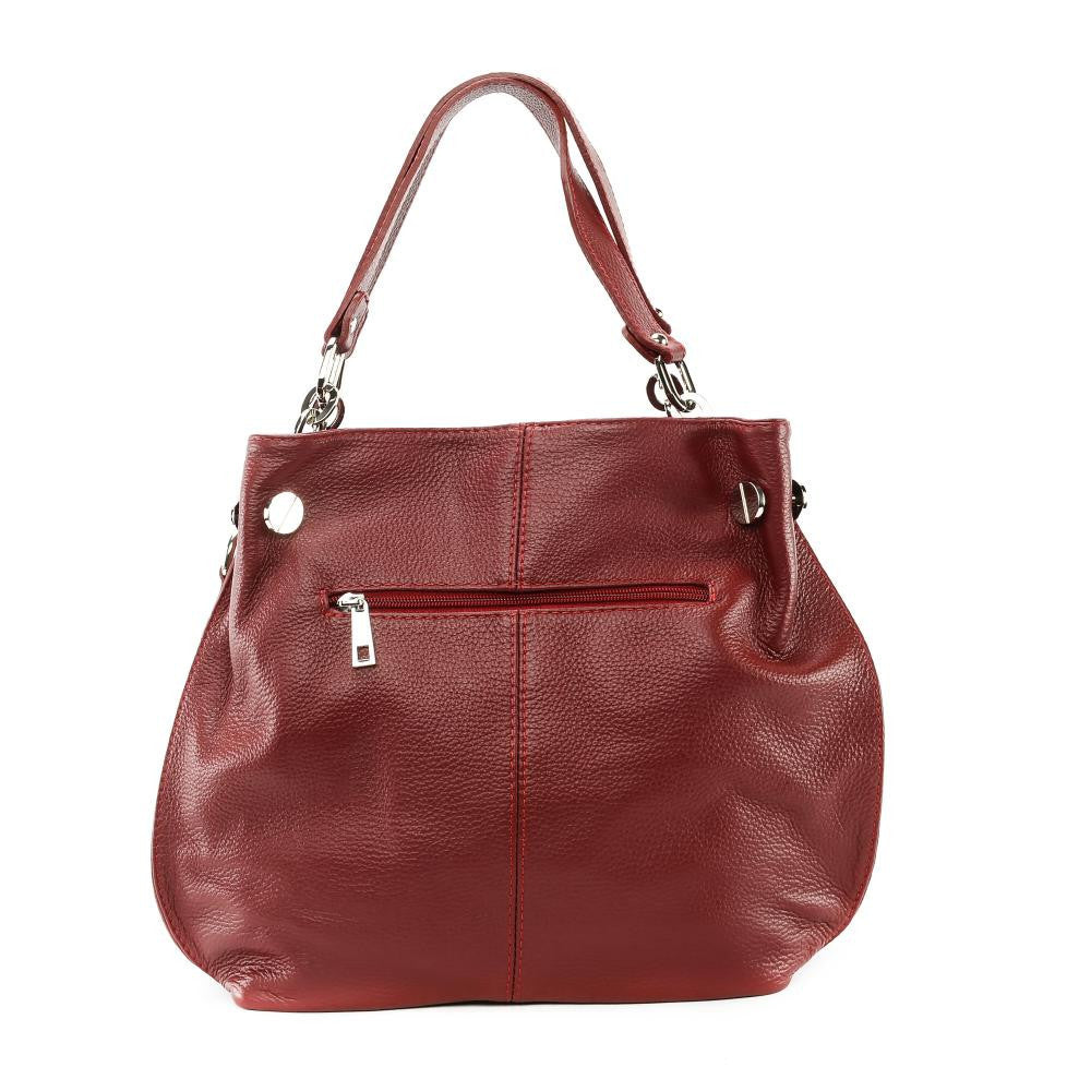 Sac à main en cuir grainé DENZEL Rouge bordeaux