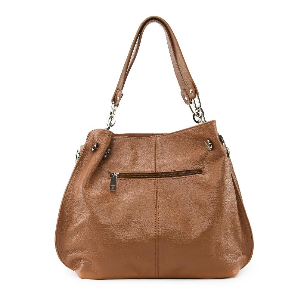 Sac à main en cuir grainé DENZEL Cognac