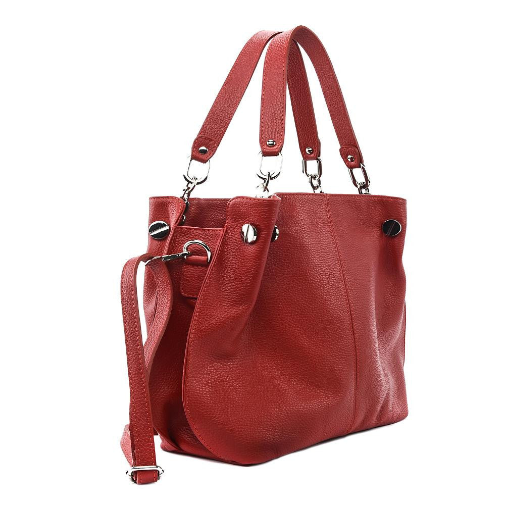 Sac à main en cuir grainé DENZEL Rouge garance