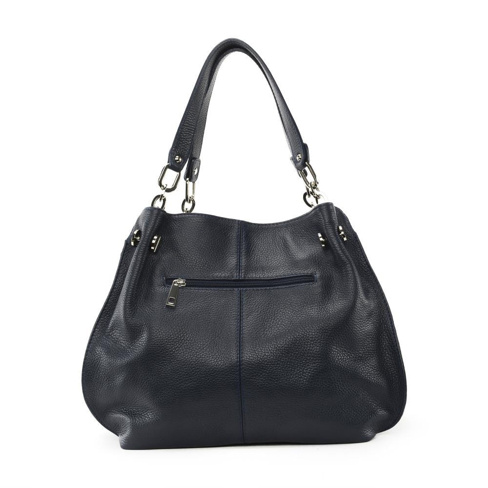 Sac à main en cuir grainé DENZEL Bleu marine