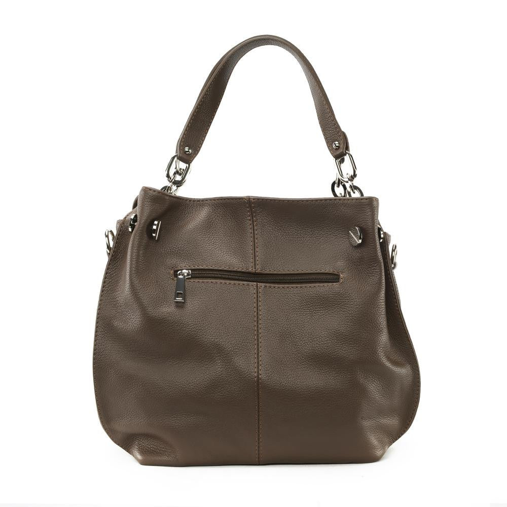 Sac à main en cuir grainé DENZEL Taupe foncé