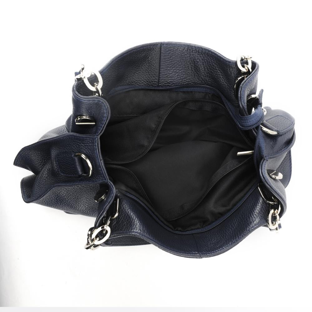 Sac à main en cuir grainé DENZEL Bleu marine