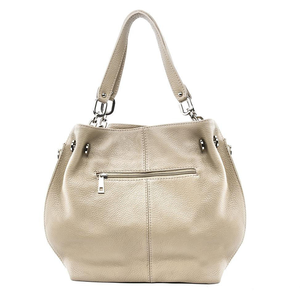 Sac à main en cuir grainé DENZEL Taupe clair