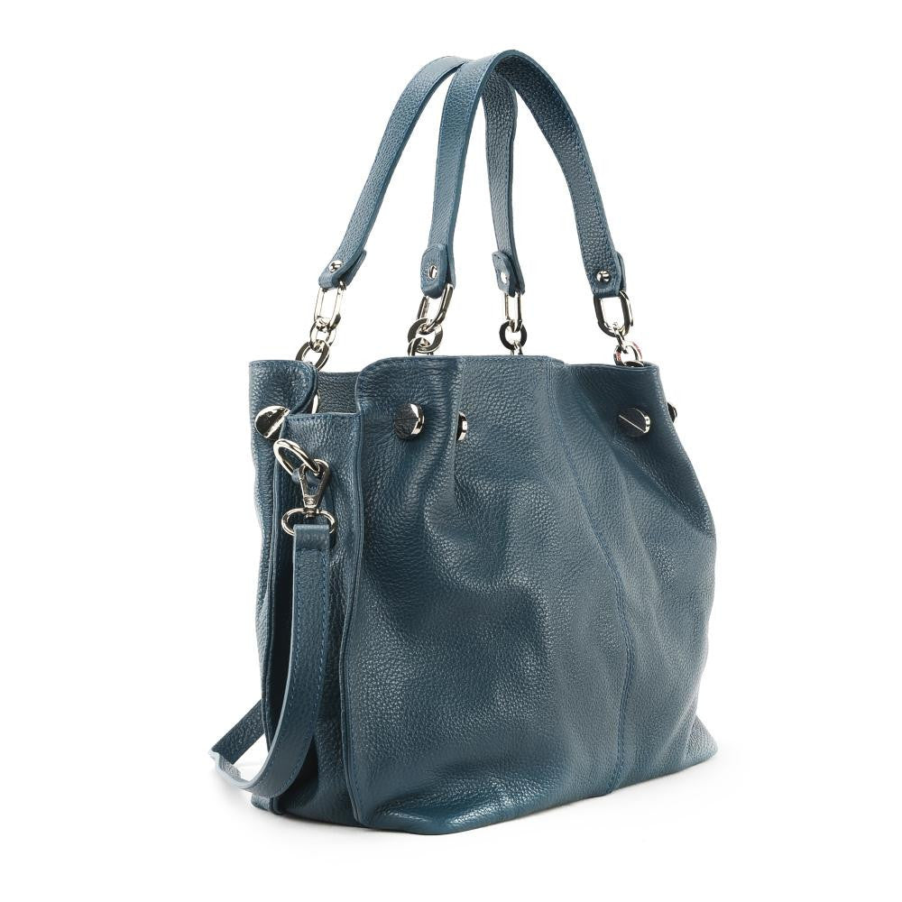 Sac à main en cuir grainé DENZEL Bleu vert canard
