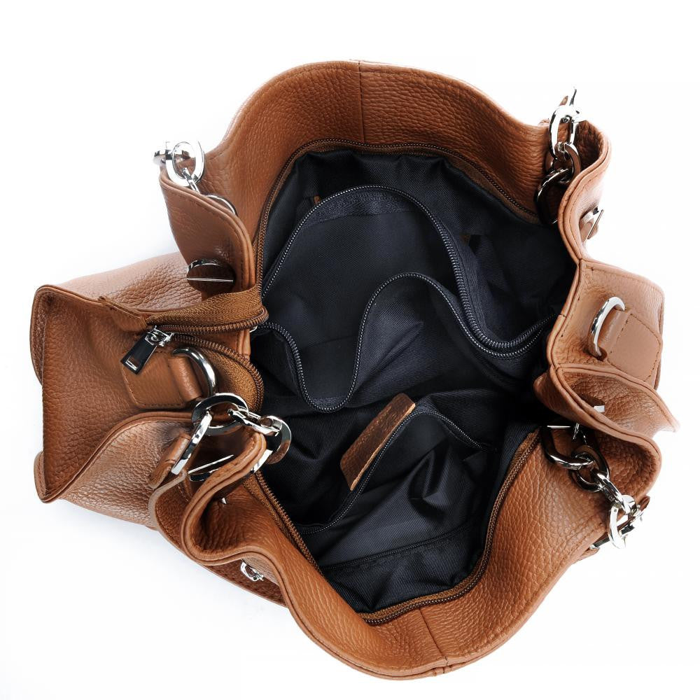 Sac à main en cuir grainé DENZEL Cognac