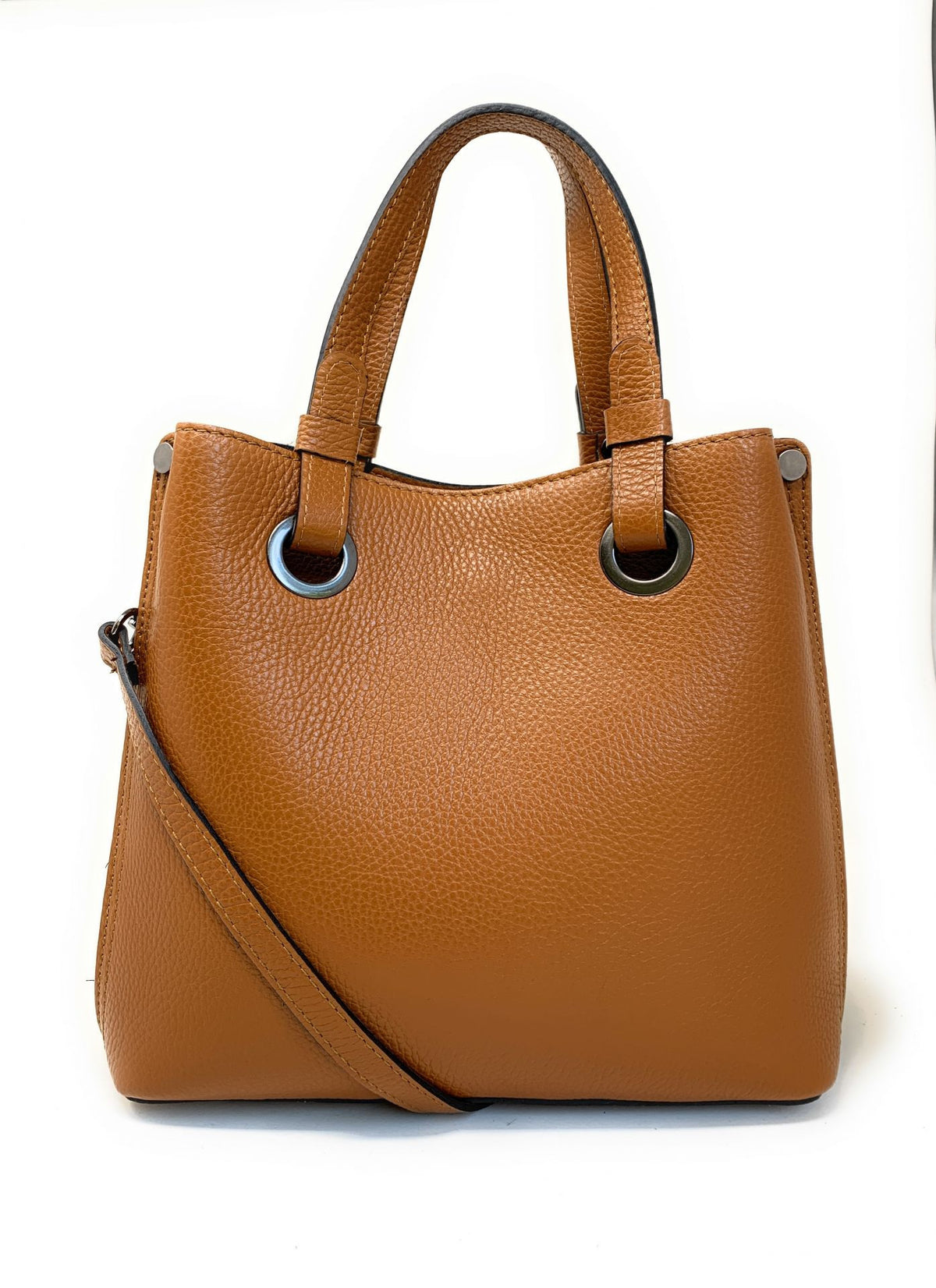 Sac à main en cuir grainé italien GENÈVE Camel