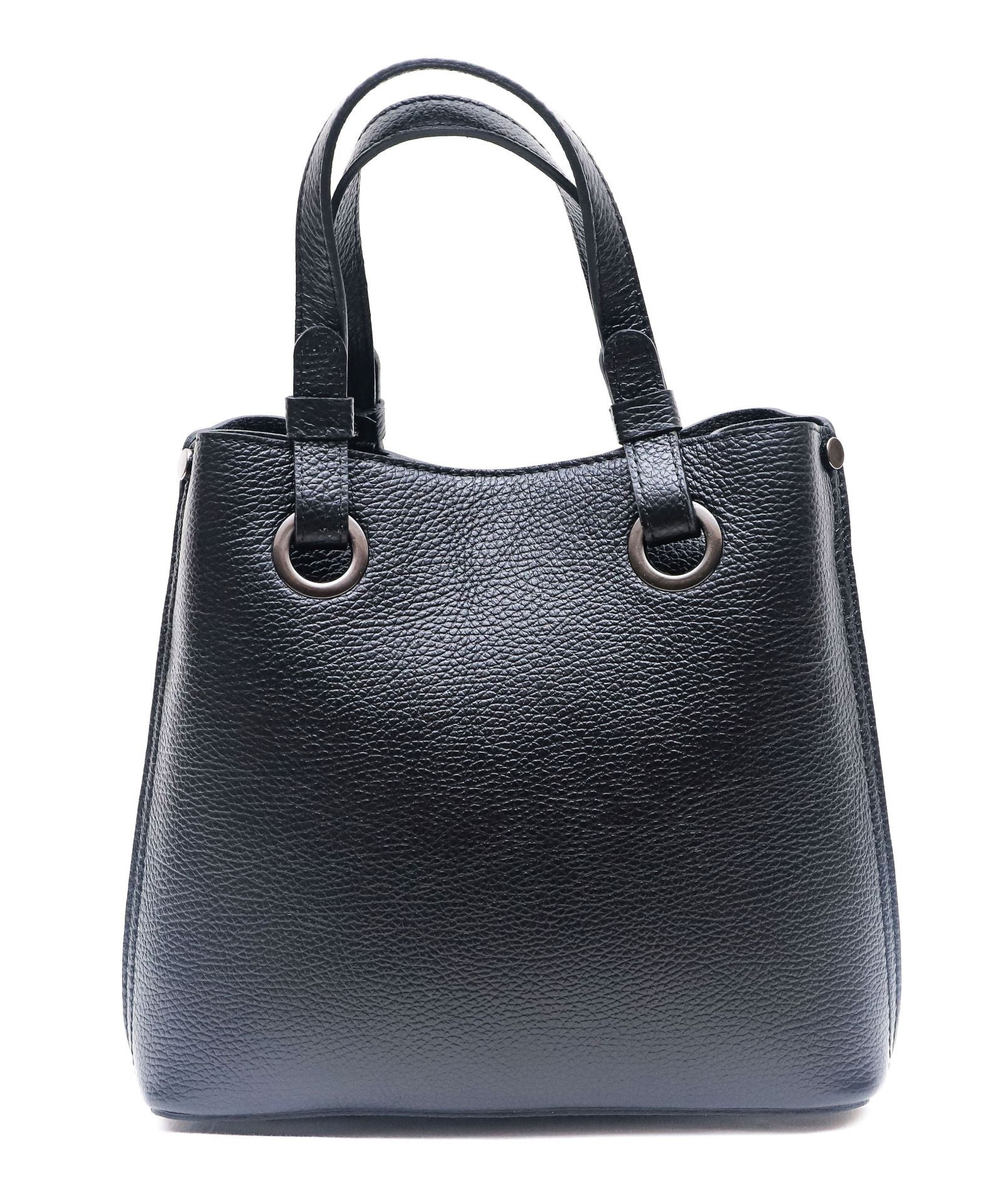 Sac à main en cuir grainé italien GENÈVE Noir