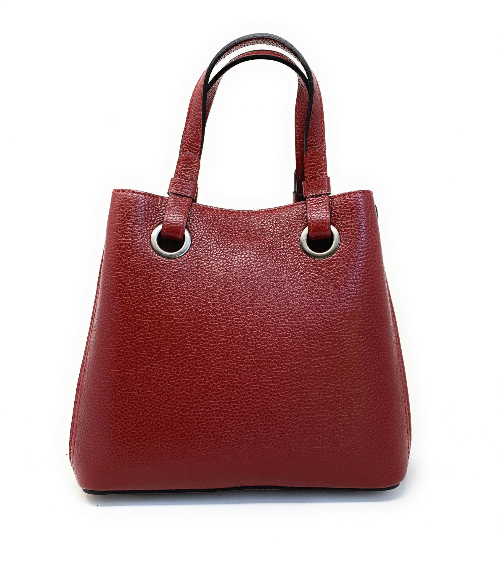 Sac à main en cuir grainé italien GENÈVE Rouge foncé