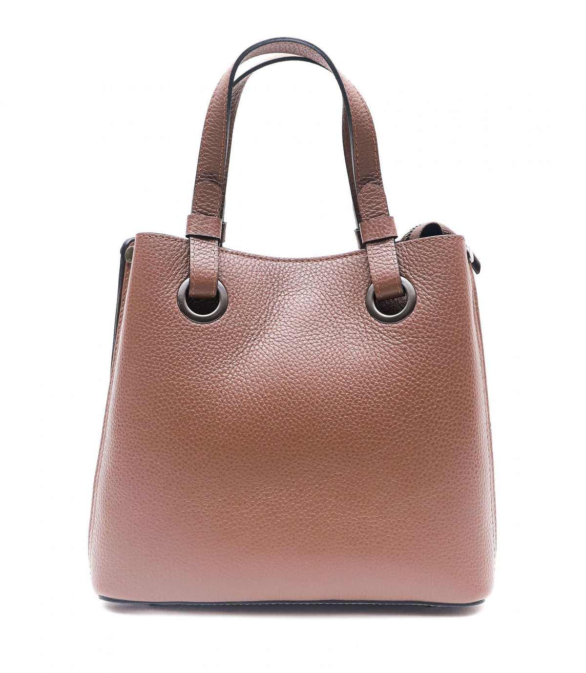 Sac à main en cuir grainé italien GENÈVE Taupe foncé