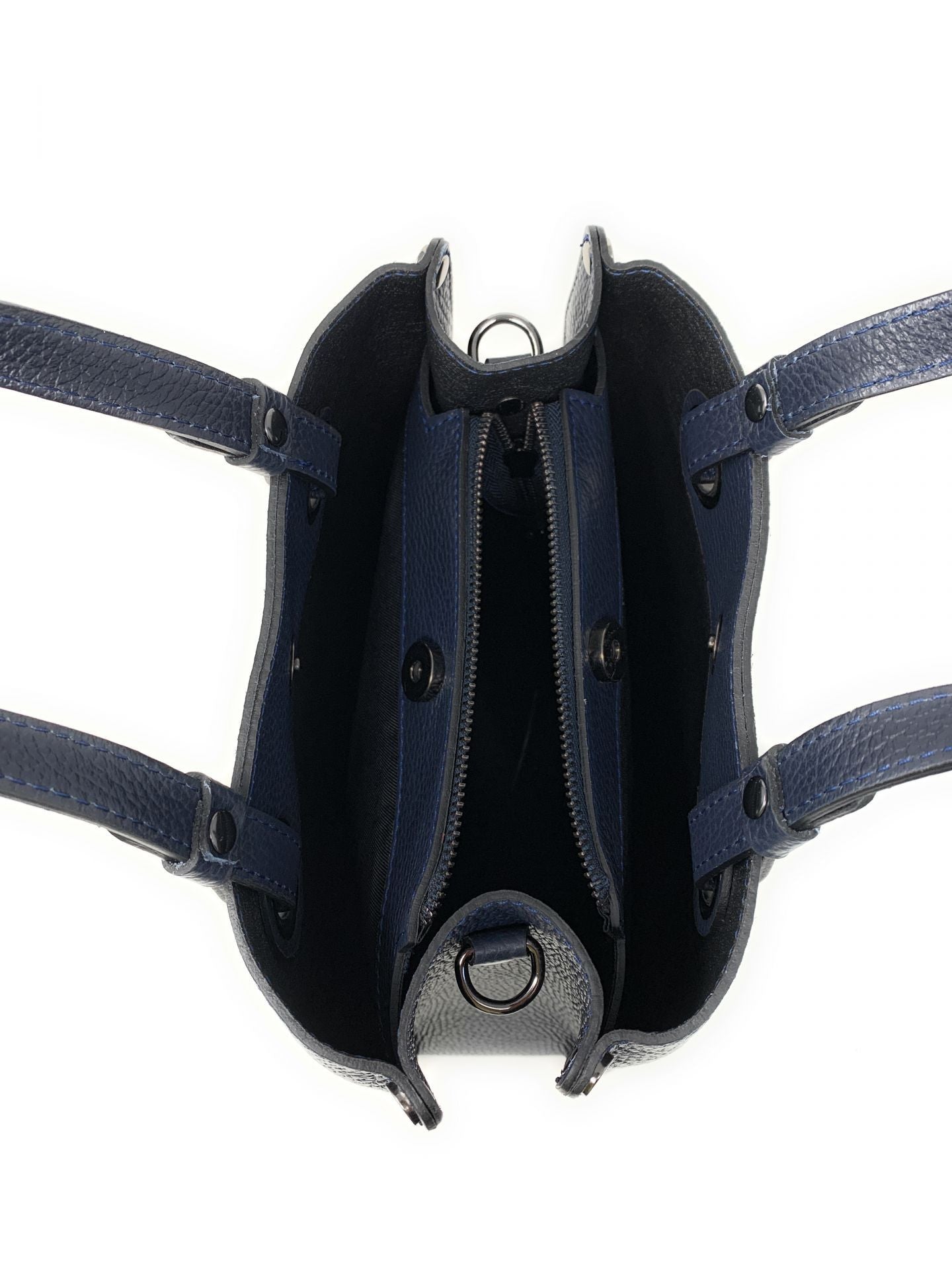 Sac à main en cuir grainé italien GENÈVE Bleu marine