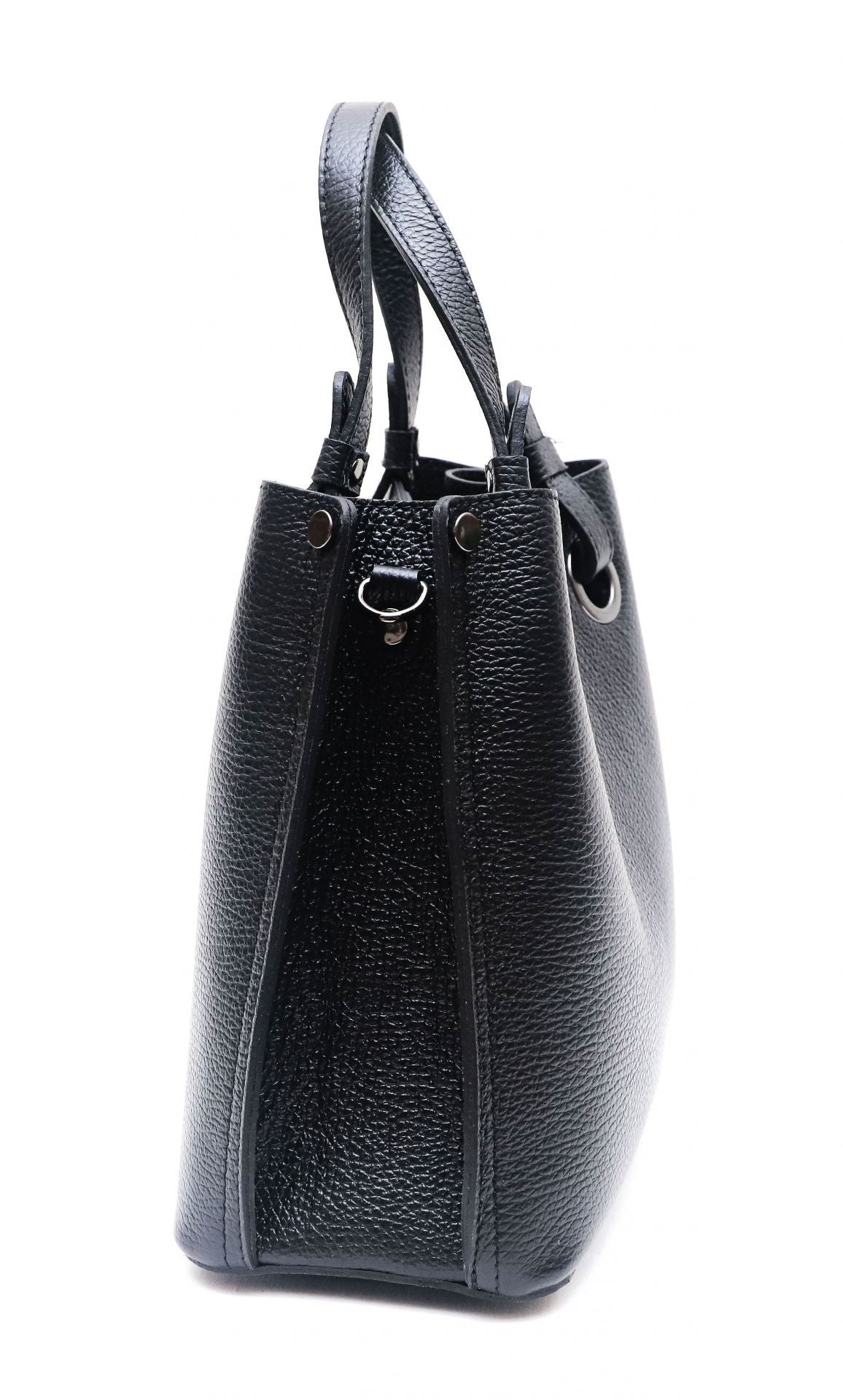 Sac à main en cuir grainé italien GENÈVE Noir