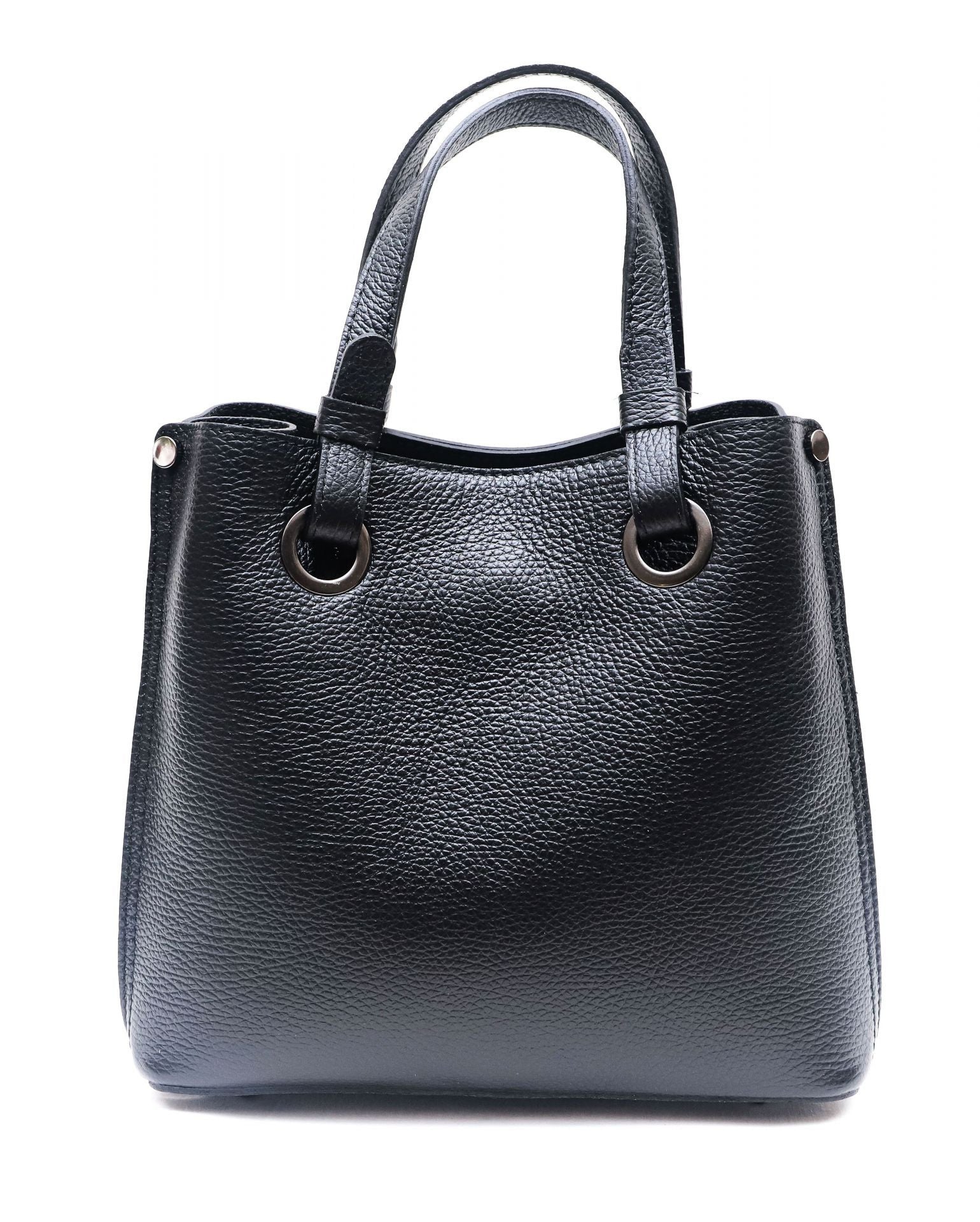 Sac à main en cuir grainé italien GENÈVE Noir