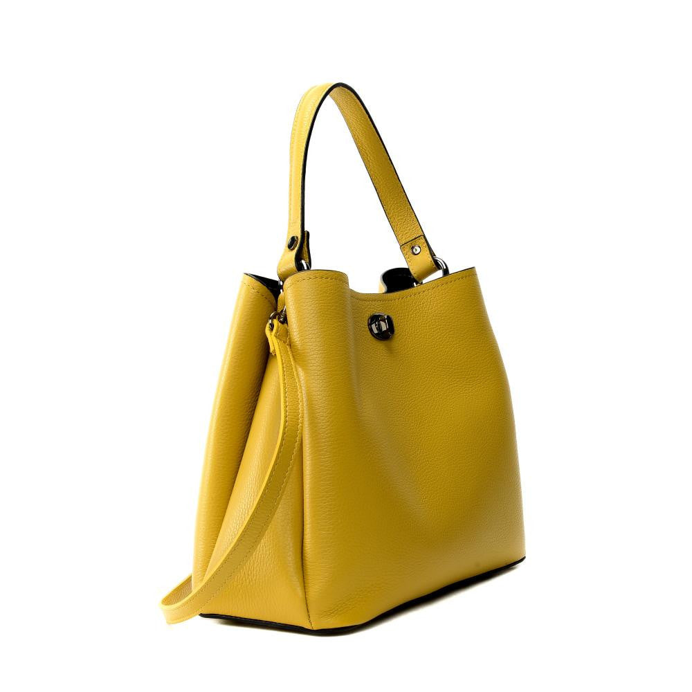 Sac à main en cuir grainé PRAGUE Jaune tournesol