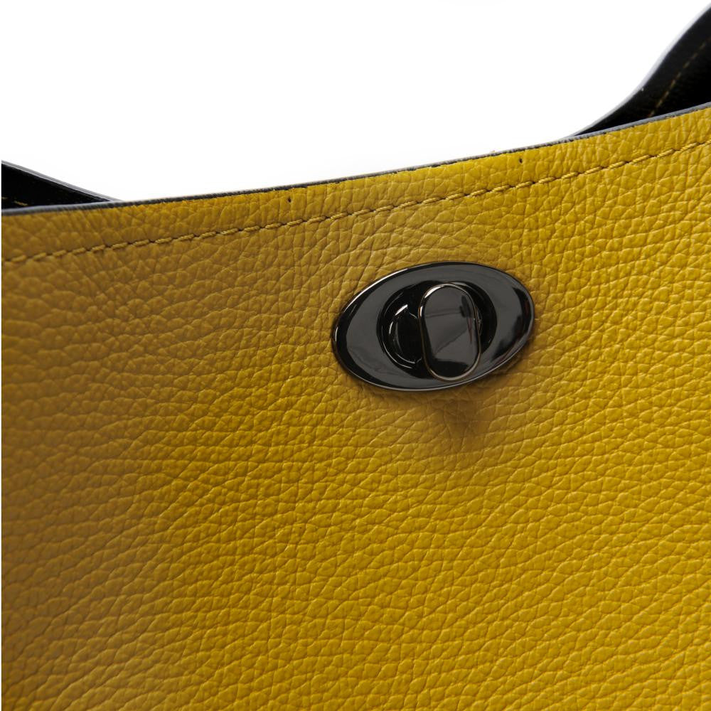 Sac à main en cuir grainé PRAGUE Jaune tournesol
