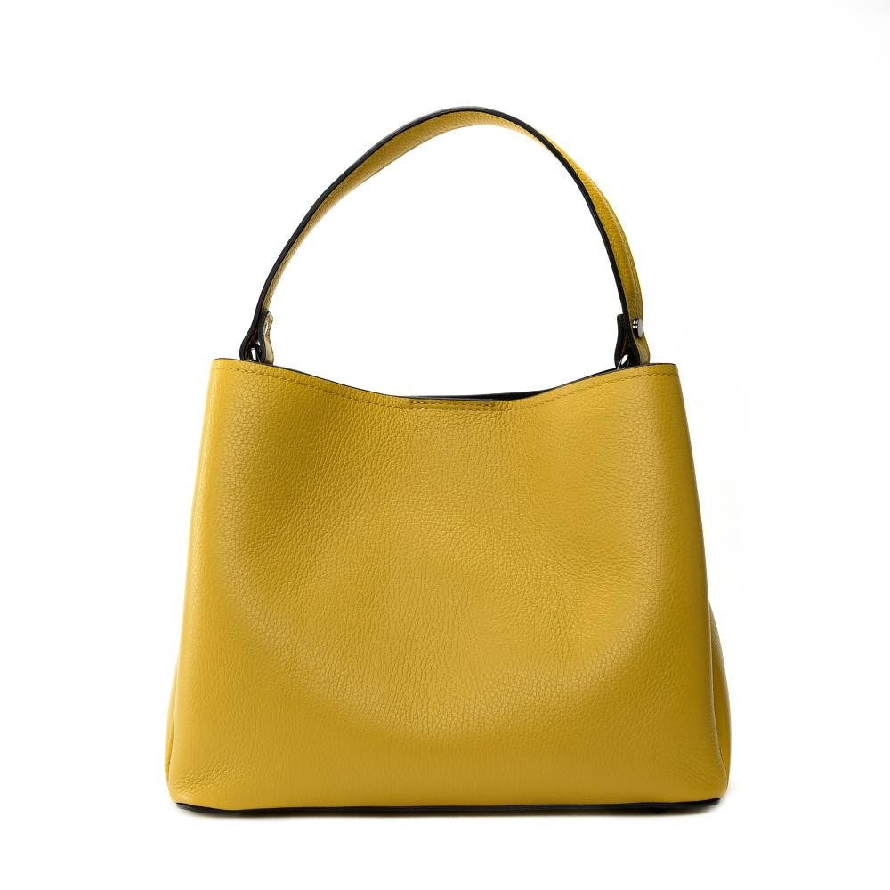 Sac à main en cuir grainé PRAGUE Jaune tournesol