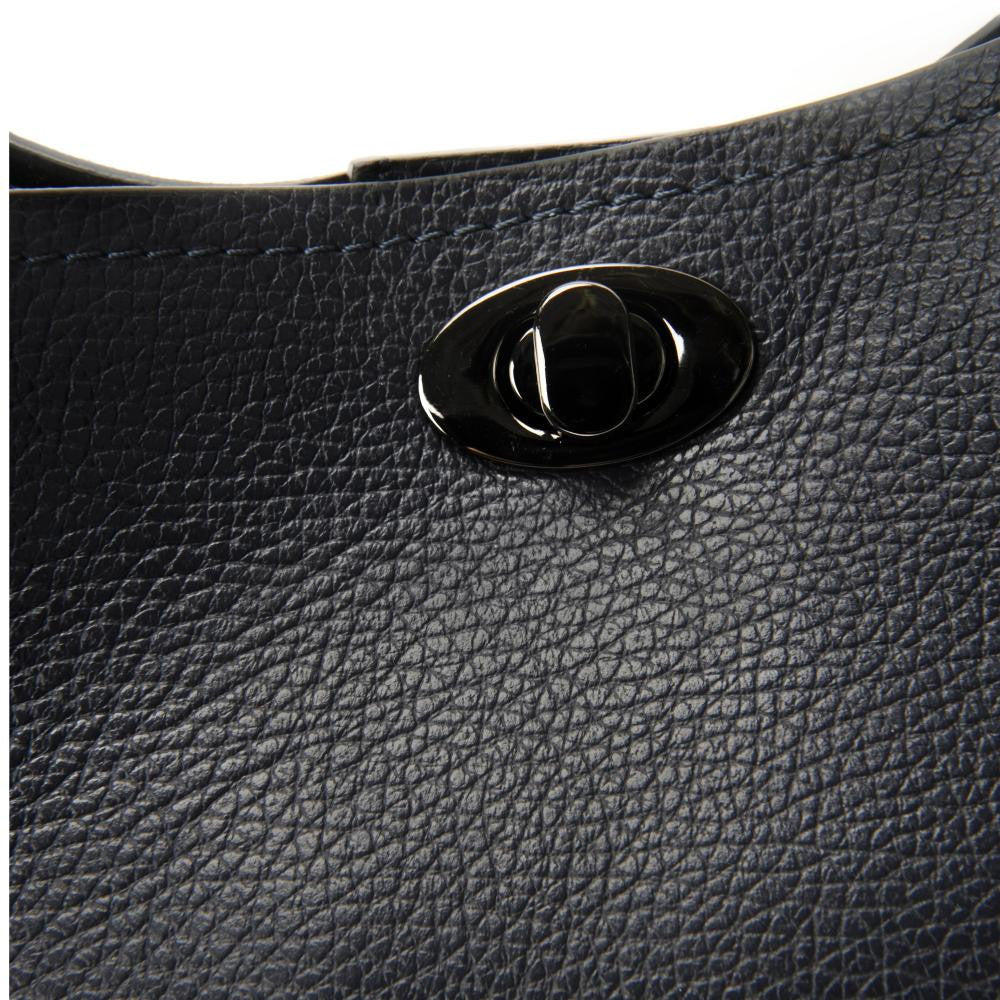 Sac à main en cuir grainé PRAGUE Bleu marine