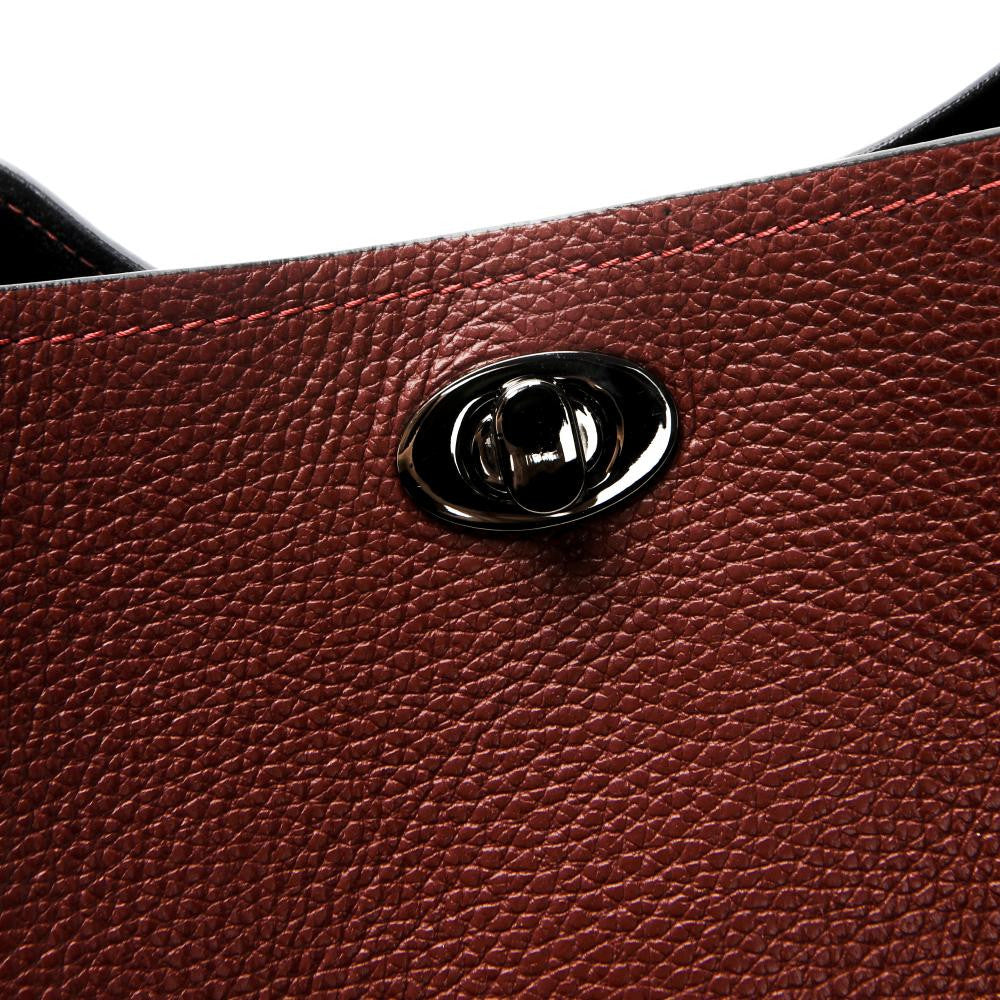Sac à main en cuir grainé PRAGUE Rouge foncé