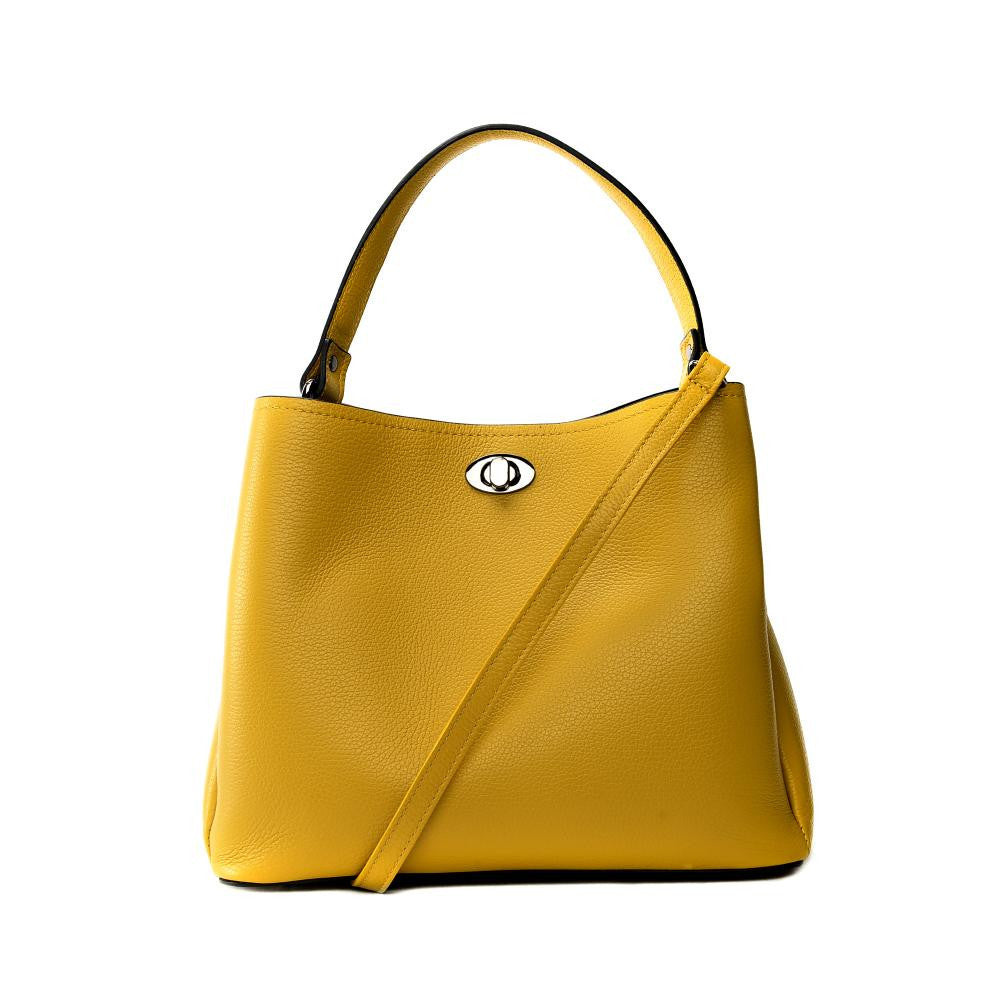 Sac à main en cuir grainé PRAGUE Jaune tournesol