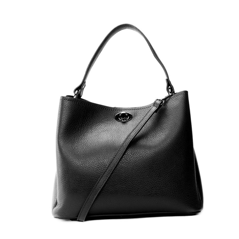 Sac à main en cuir grainé PRAGUE Noir