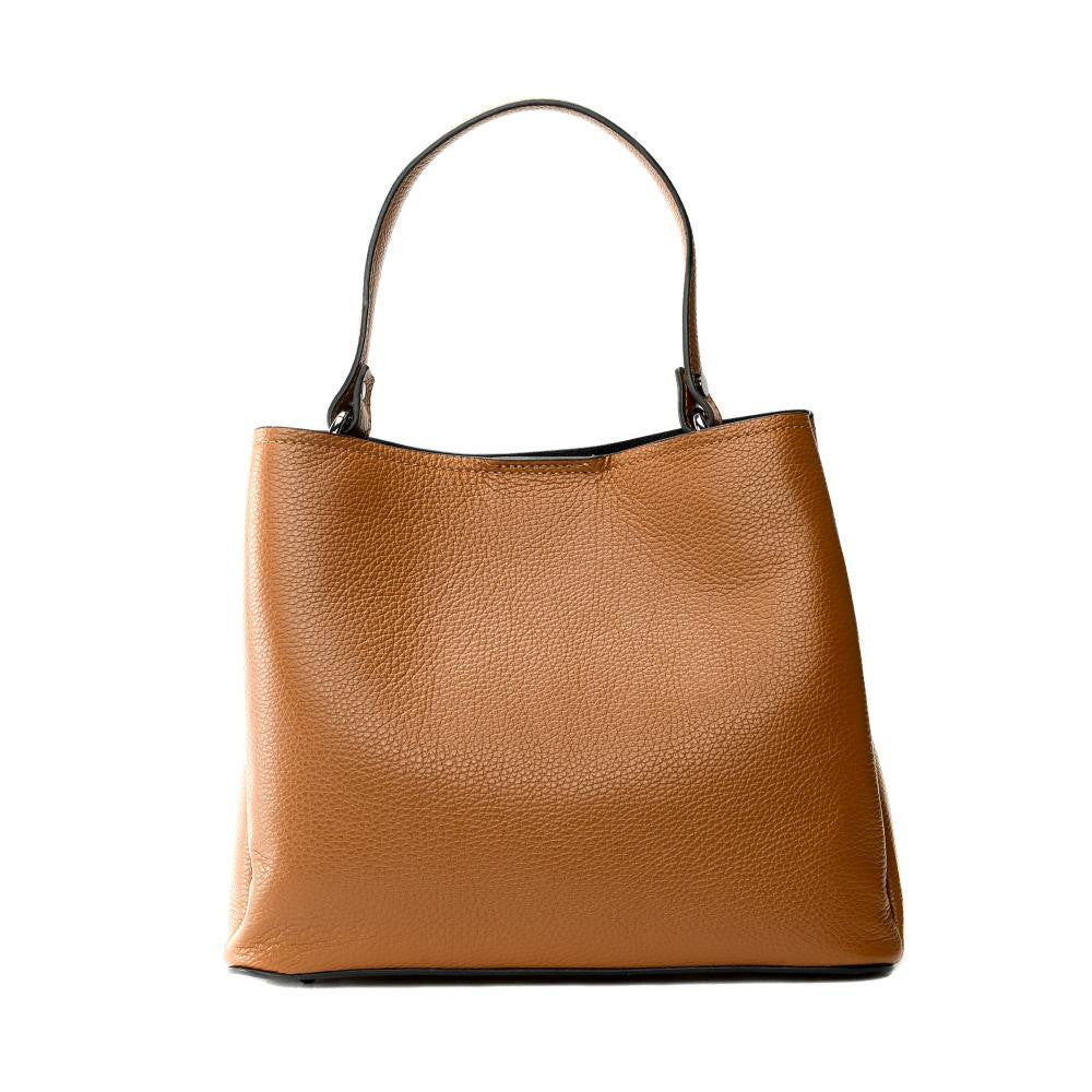 Sac à main en cuir grainé PRAGUE Cognac