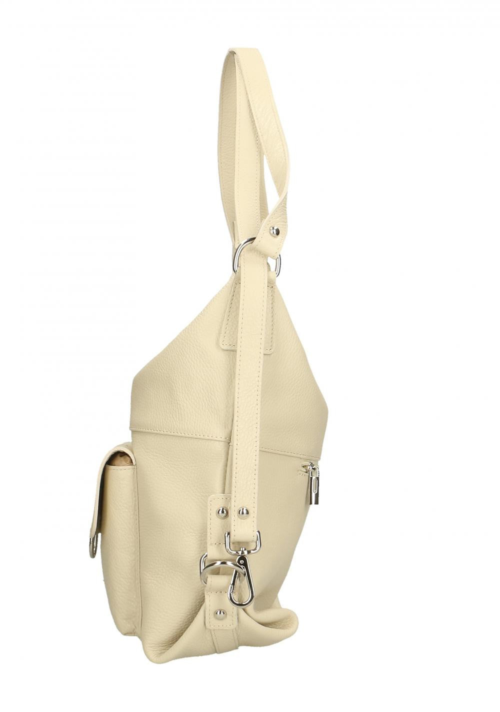 Sac multiposition en cuir grainé RIMINI Beige crème